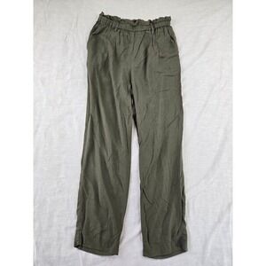 HM Womens Olive‎ Green Paperbag Waist Relaxed Straight Leg Pants Size 2